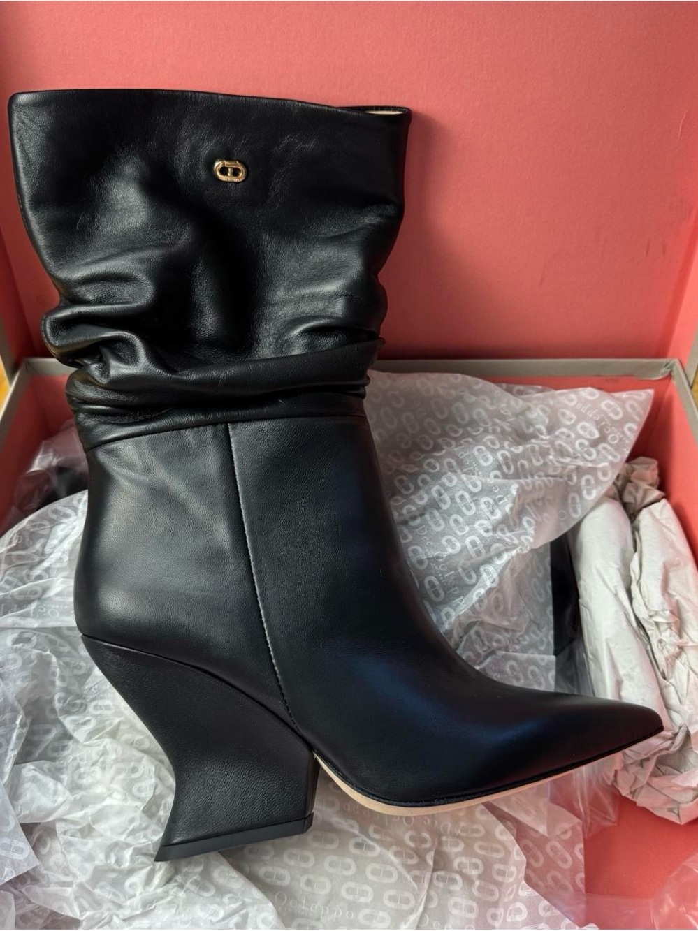 Dee Ocleppo Cady Black Leather Slouch Boots EU 37 US 7 NIB Made in Italy